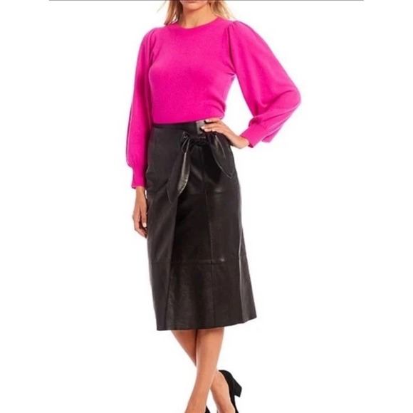 ANTONIO MELANI SWEATER 100% CASHMERE PUFF SLEEVE Ultra Pink SIZE S $149 NWOT - Picture 7 of 7